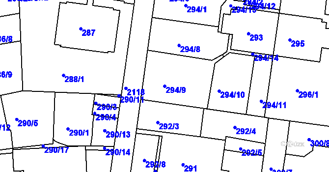 Parcela st. 294/9 v KÚ Košíře, Katastrální mapa