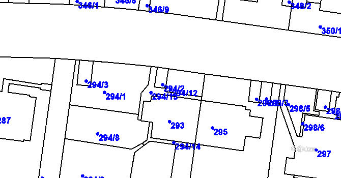 Parcela st. 294/12 v KÚ Košíře, Katastrální mapa