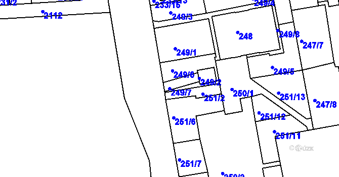 Parcela st. 249/7 v KÚ Košíře, Katastrální mapa