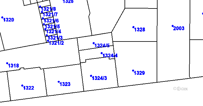 Parcela st. 1324/4 v KÚ Košíře, Katastrální mapa