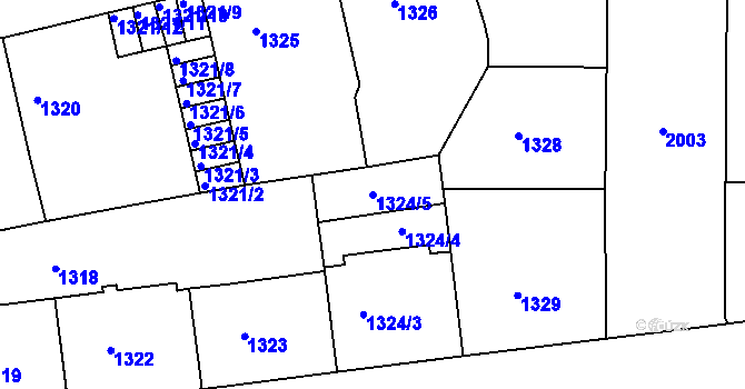 Parcela st. 1324/5 v KÚ Košíře, Katastrální mapa