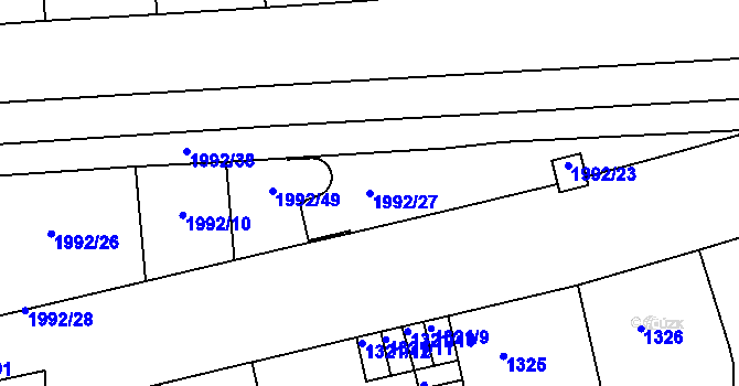 Parcela st. 1992/27 v KÚ Košíře, Katastrální mapa
