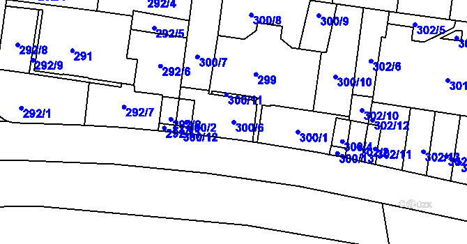 Parcela st. 300/6 v KÚ Košíře, Katastrální mapa