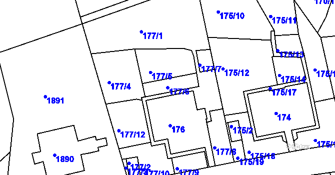 Parcela st. 177/6 v KÚ Košíře, Katastrální mapa