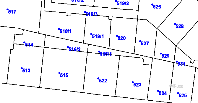 Parcela st. 516/1 v KÚ Košíře, Katastrální mapa