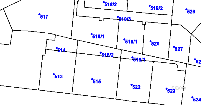 Parcela st. 516/2 v KÚ Košíře, Katastrální mapa
