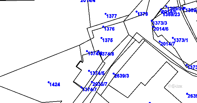 Parcela st. 1374/8 v KÚ Košíře, Katastrální mapa