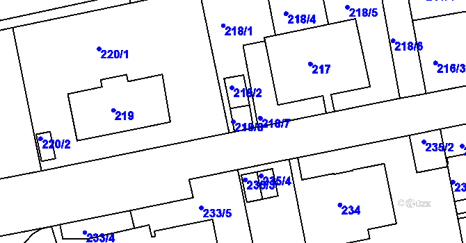 Parcela st. 218/8 v KÚ Košíře, Katastrální mapa
