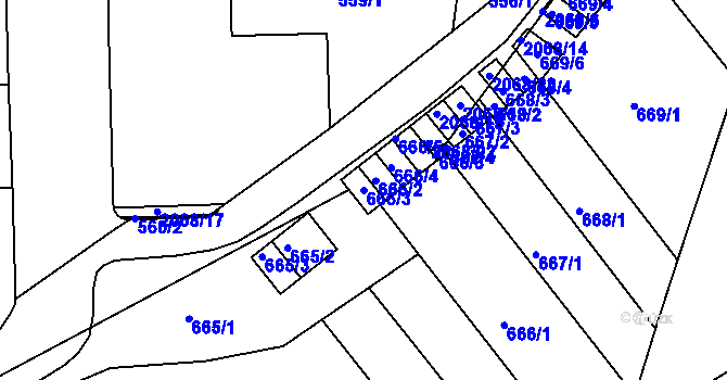 Parcela st. 666/3 v KÚ Košíře, Katastrální mapa
