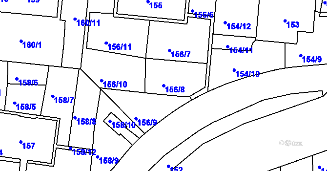 Parcela st. 156/8 v KÚ Košíře, Katastrální mapa