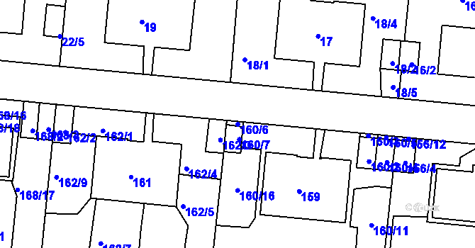Parcela st. 160/6 v KÚ Košíře, Katastrální mapa