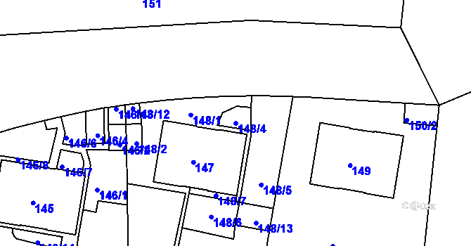 Parcela st. 148/4 v KÚ Košíře, Katastrální mapa