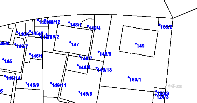 Parcela st. 148/5 v KÚ Košíře, Katastrální mapa