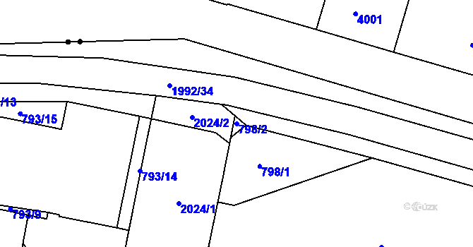 Parcela st. 798/2 v KÚ Košíře, Katastrální mapa