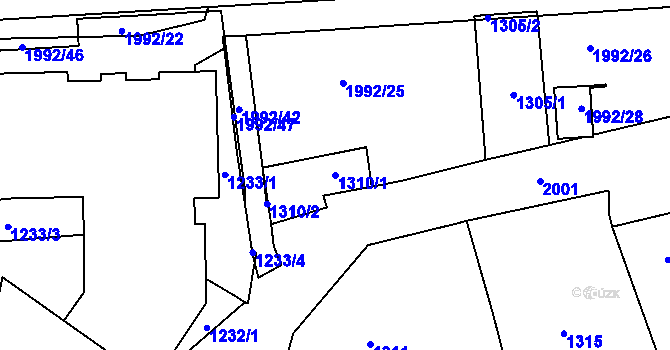 Parcela st. 1310/1 v KÚ Košíře, Katastrální mapa