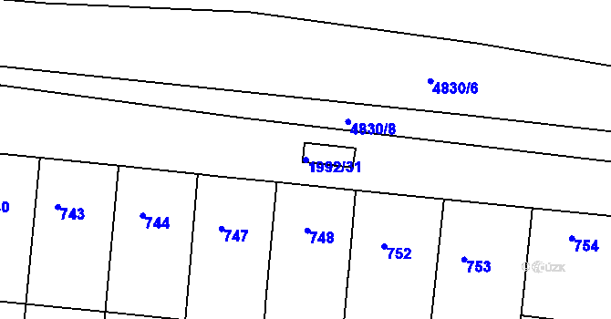Parcela st. 1992/31 v KÚ Košíře, Katastrální mapa