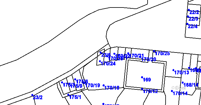 Parcela st. 23/6 v KÚ Košíře, Katastrální mapa