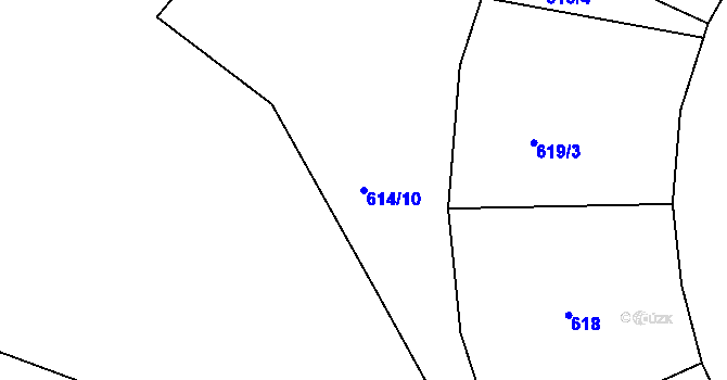 Parcela st. 614/10 v KÚ Košíře, Katastrální mapa
