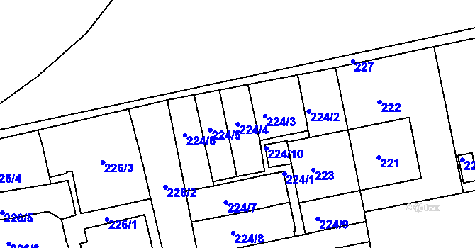 Parcela st. 224/4 v KÚ Košíře, Katastrální mapa