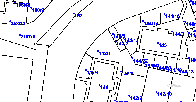 Parcela st. 142/1 v KÚ Košíře, Katastrální mapa