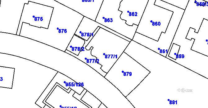 Parcela st. 877/1 v KÚ Košíře, Katastrální mapa