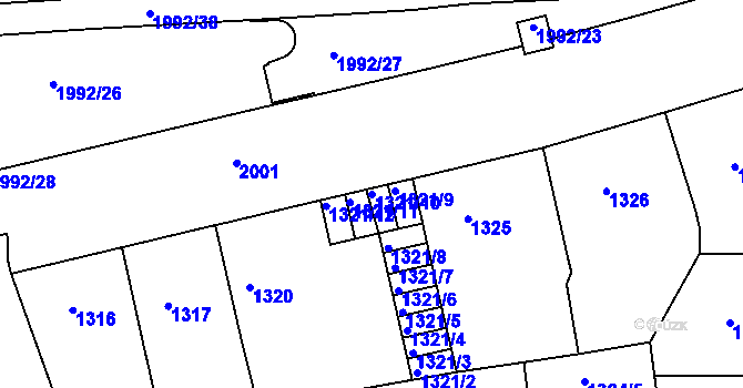 Parcela st. 1321/10 v KÚ Košíře, Katastrální mapa
