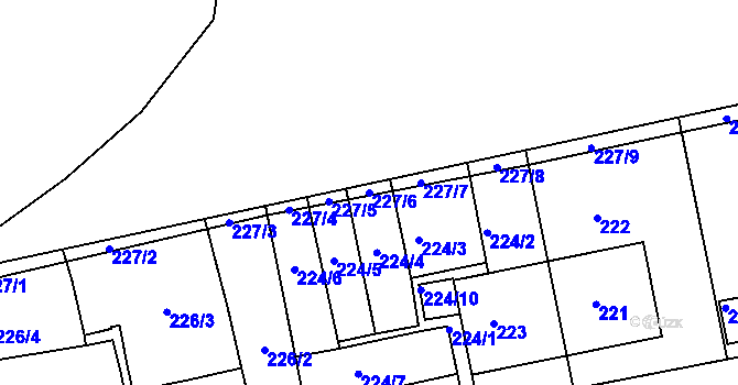 Parcela st. 227/6 v KÚ Košíře, Katastrální mapa