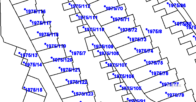Parcela st. 1975/108 v KÚ Košíře, Katastrální mapa
