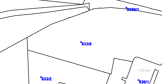 Parcela st. 833/8 v KÚ Košíře, Katastrální mapa