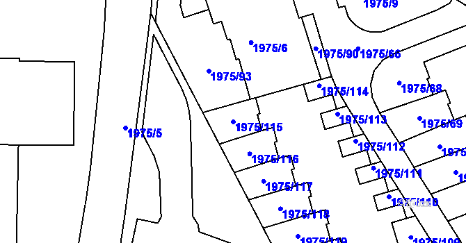 Parcela st. 1975/115 v KÚ Košíře, Katastrální mapa