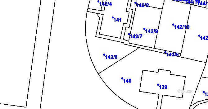 Parcela st. 142/6 v KÚ Košíře, Katastrální mapa
