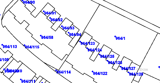 Parcela st. 964/123 v KÚ Hlubočepy, Katastrální mapa