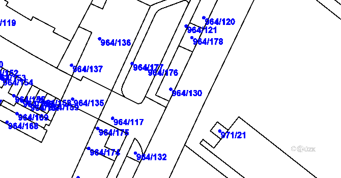 Parcela st. 964/130 v KÚ Hlubočepy, Katastrální mapa
