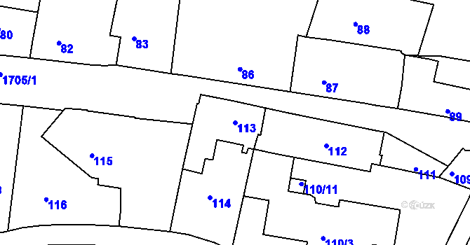 Parcela st. 113 v KÚ Hlubočepy, Katastrální mapa