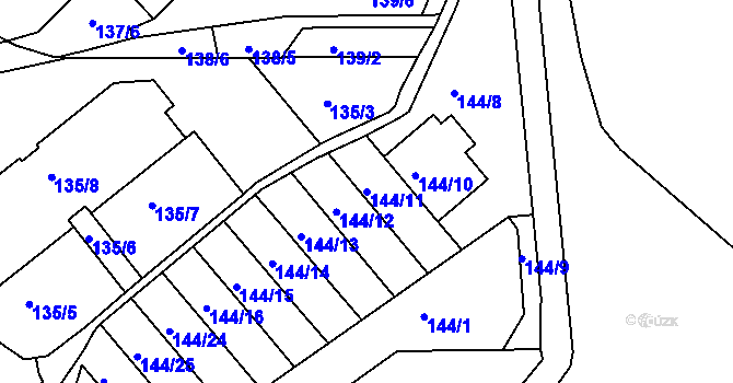 Parcela st. 144/11 v KÚ Hlubočepy, Katastrální mapa