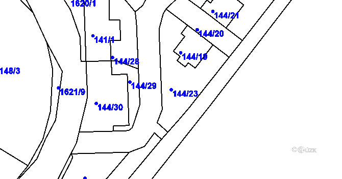 Parcela st. 144/23 v KÚ Hlubočepy, Katastrální mapa