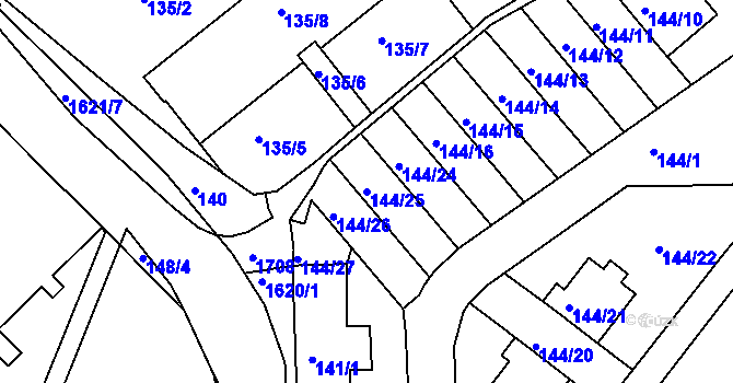 Parcela st. 144/25 v KÚ Hlubočepy, Katastrální mapa