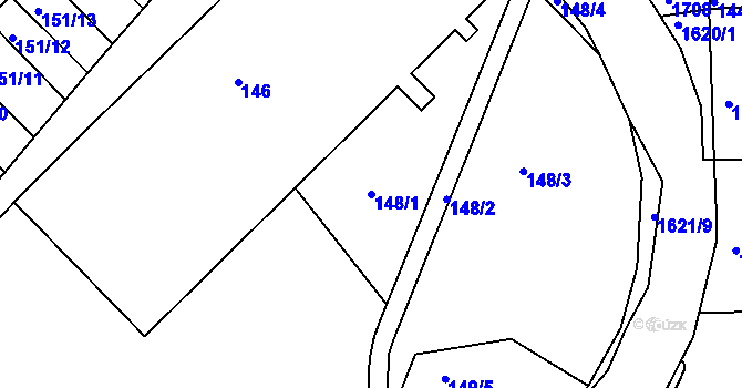 Parcela st. 148/1 v KÚ Hlubočepy, Katastrální mapa