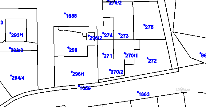 Parcela st. 271 v KÚ Hlubočepy, Katastrální mapa