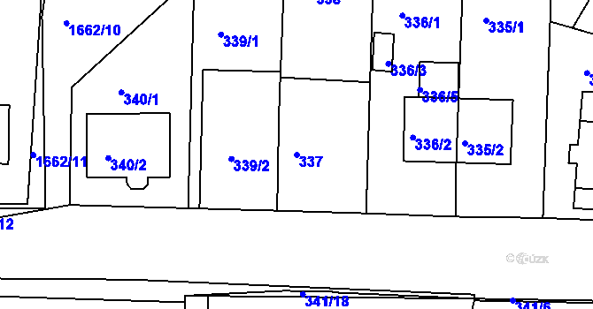 Parcela st. 337 v KÚ Hlubočepy, Katastrální mapa