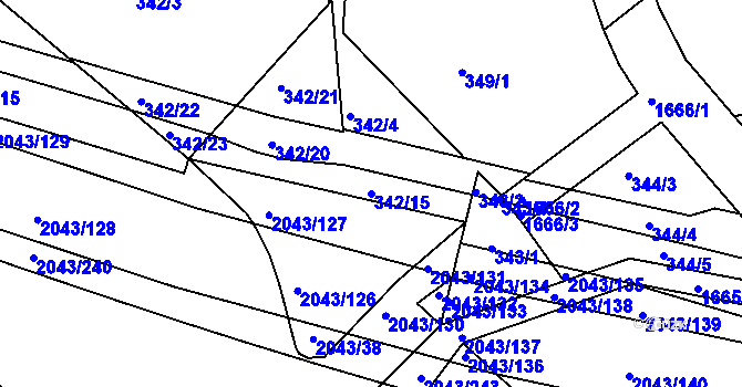 Parcela st. 342/15 v KÚ Hlubočepy, Katastrální mapa