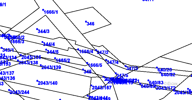 Parcela st. 347/2 v KÚ Hlubočepy, Katastrální mapa