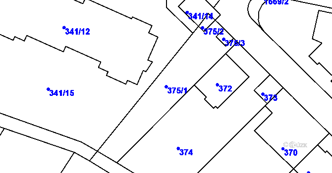 Parcela st. 375/1 v KÚ Hlubočepy, Katastrální mapa