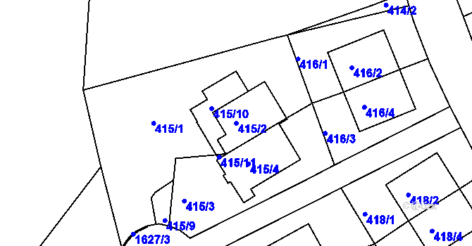 Parcela st. 415/2 v KÚ Hlubočepy, Katastrální mapa