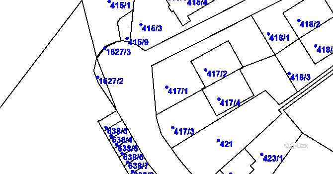 Parcela st. 417/1 v KÚ Hlubočepy, Katastrální mapa