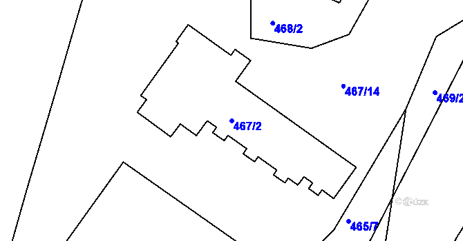 Parcela st. 467/2 v KÚ Hlubočepy, Katastrální mapa