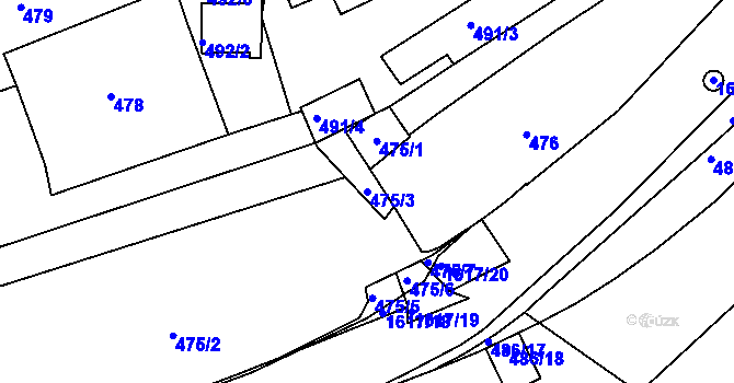 Parcela st. 475/3 v KÚ Hlubočepy, Katastrální mapa