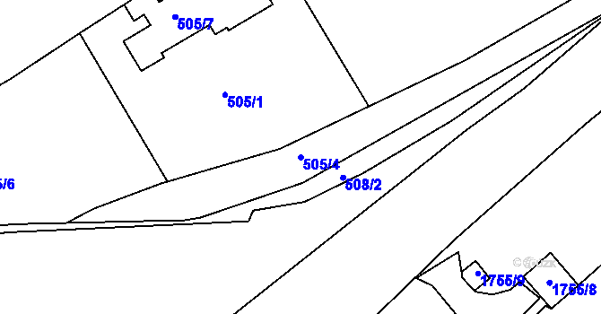 Parcela st. 505/4 v KÚ Hlubočepy, Katastrální mapa