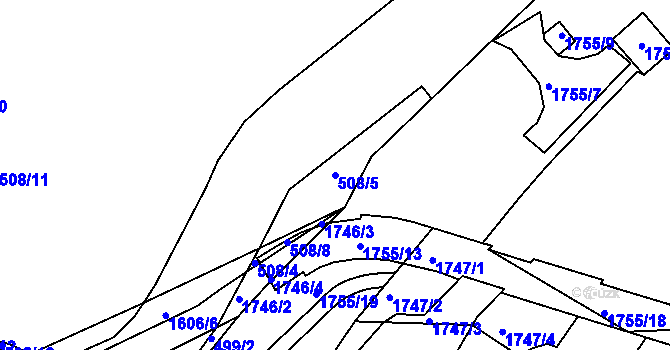 Parcela st. 508/5 v KÚ Hlubočepy, Katastrální mapa