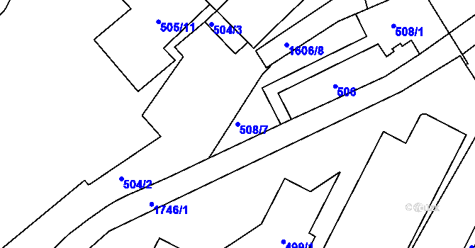Parcela st. 508/7 v KÚ Hlubočepy, Katastrální mapa